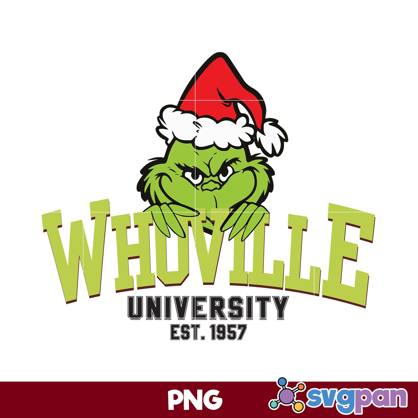 Whoville University EST.1957 The Grinch Santa Hat Christmas PNG