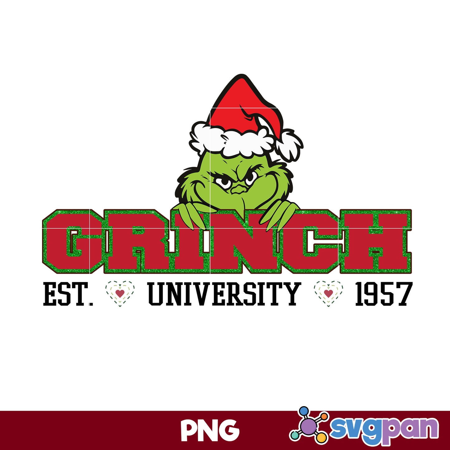 Grinch University EST.1957 PNG, Grinch Christmas PNG