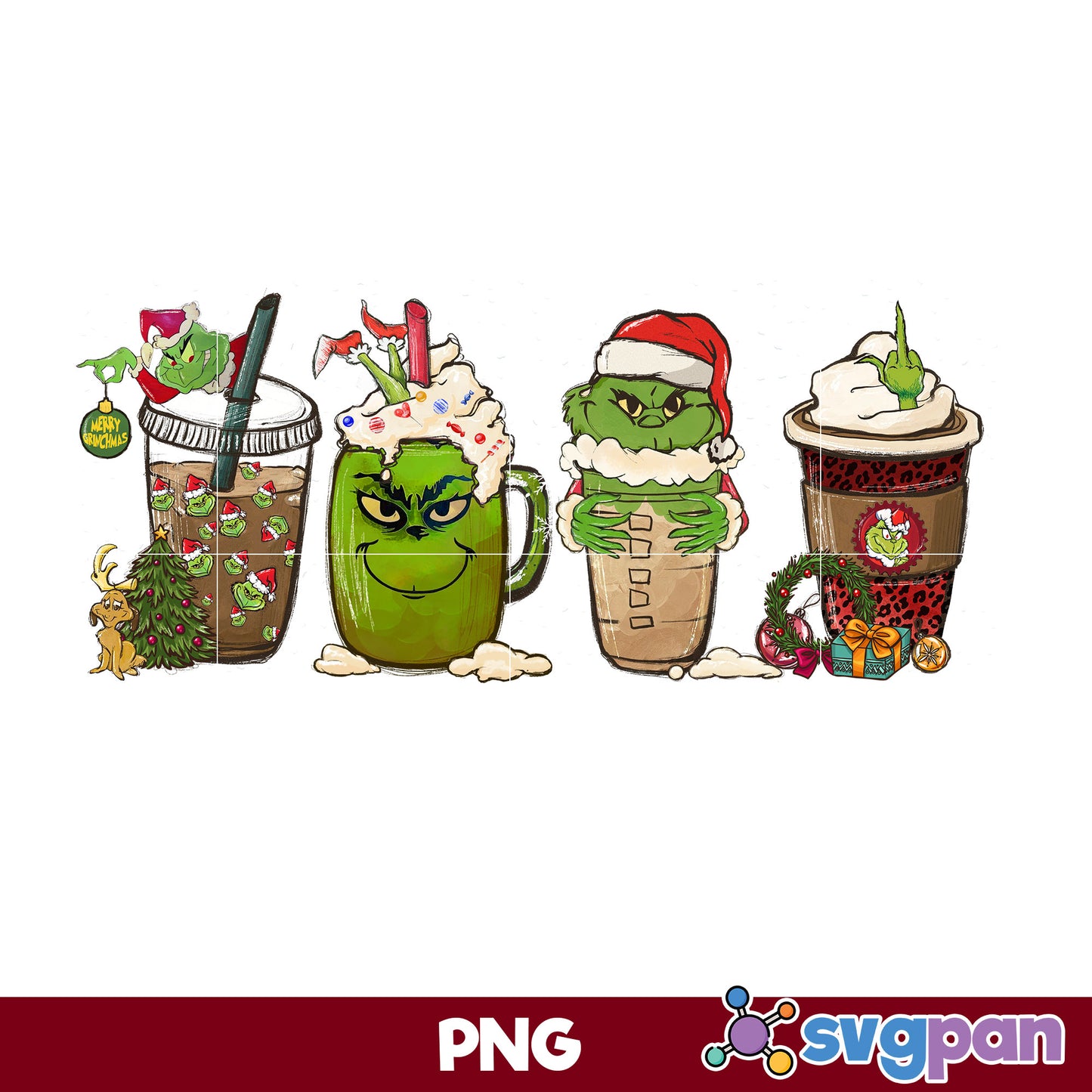 The Grinch Latte Coffee Christmas PNG, Grinch Christmas PNG.