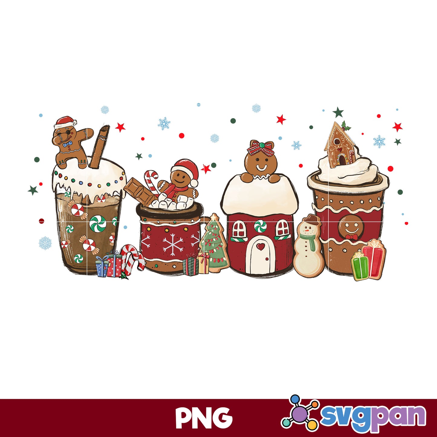 Gingerbread Santa Claus Christmas Coffee PNG, Christmas Coffee PNG.