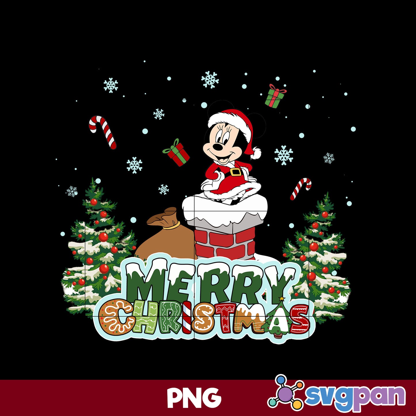 Minnie Mouse Christmas PNG, Disney Merry Christmas PNG File.