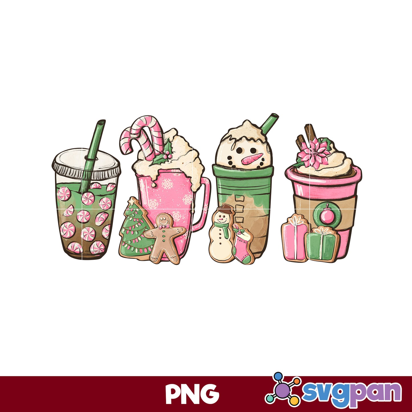 Snowman Christmas, Gingerbread Christmas Coffee PNG, Christmas PNG.