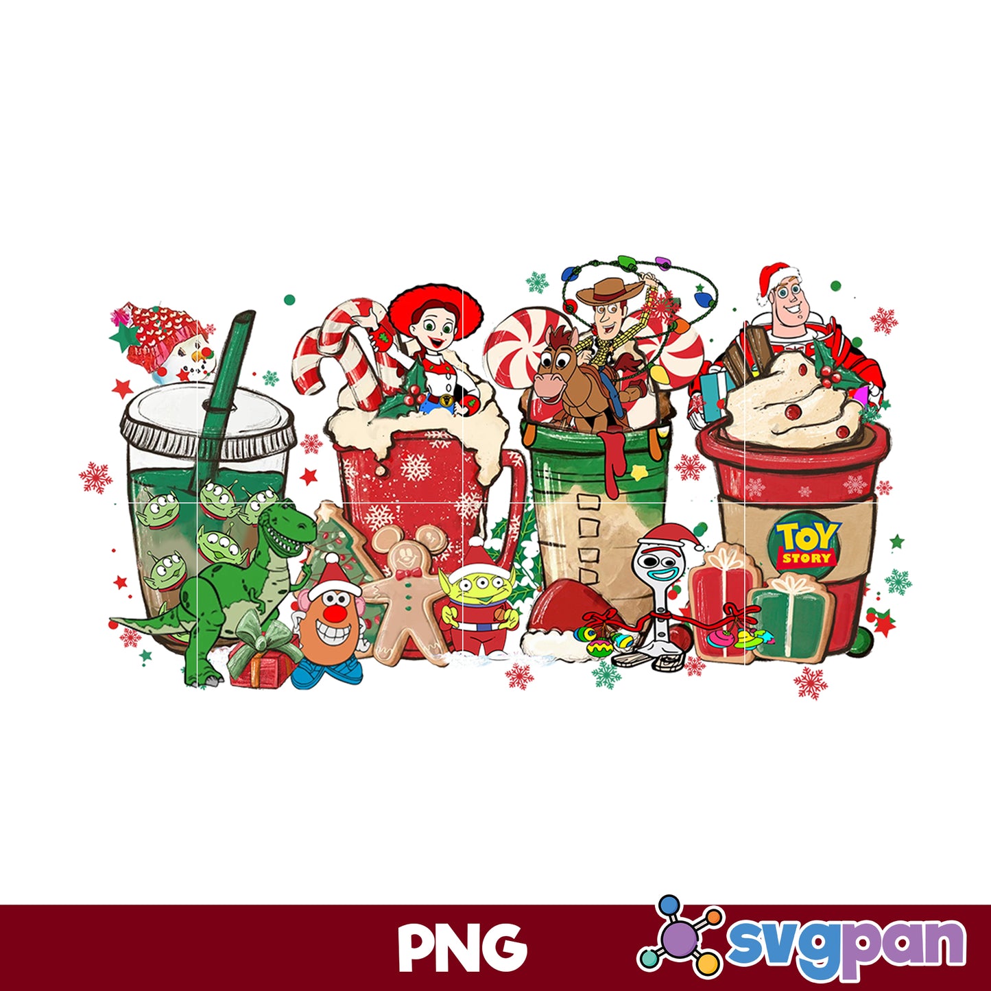 Lattle Christmas Coffee Drink PNG, Christmas Coffee PNG File.