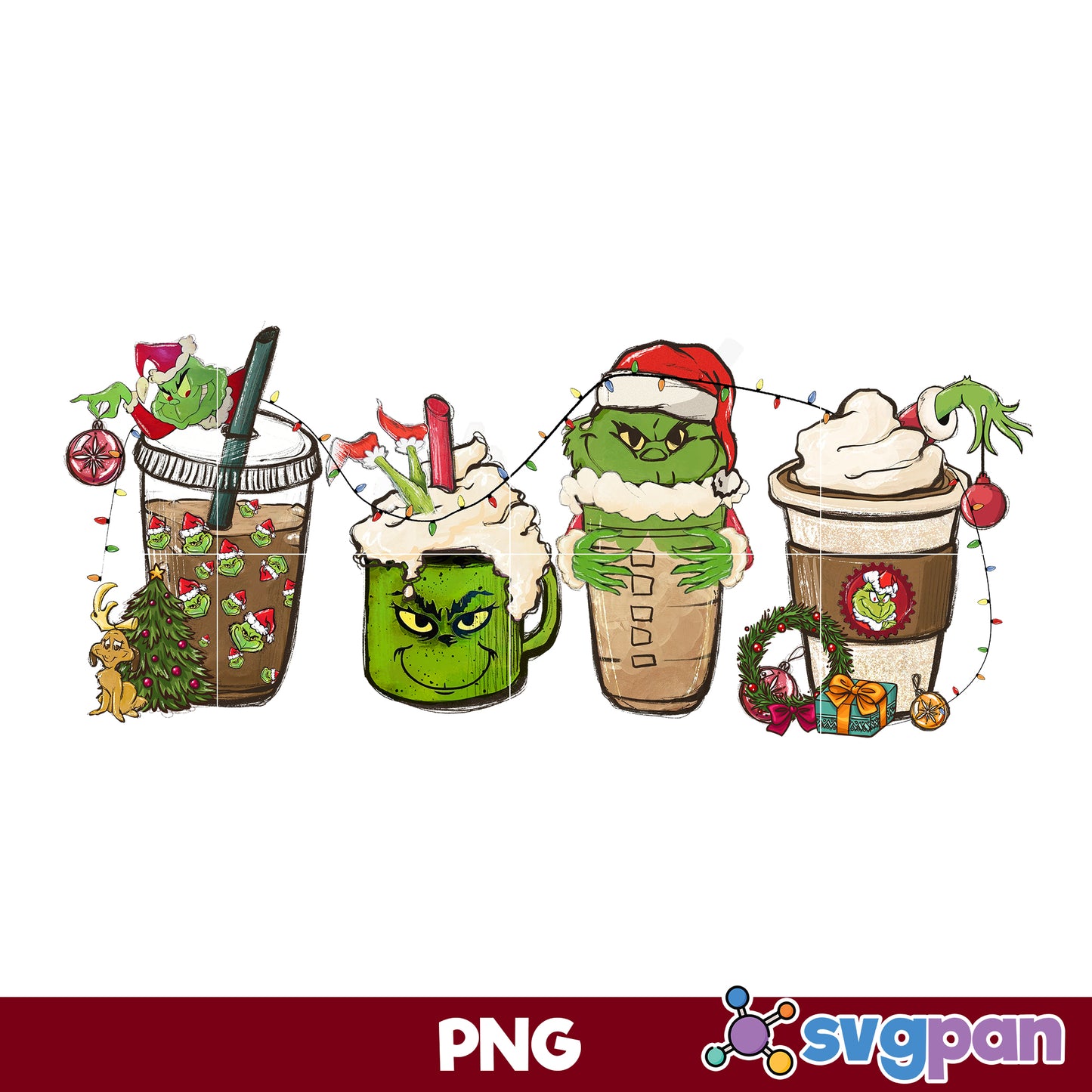 Grinch Christmas Coffee PNG, Christmas Coffee PNG File.