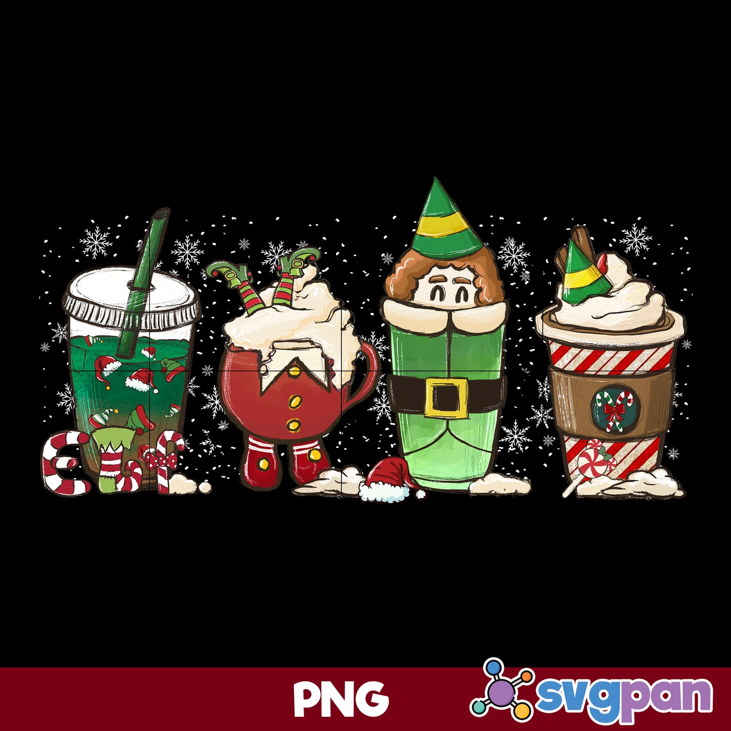 Santa Claus Ice Cream Christmas Coffee PNG, Christmas Coffee PNG File.