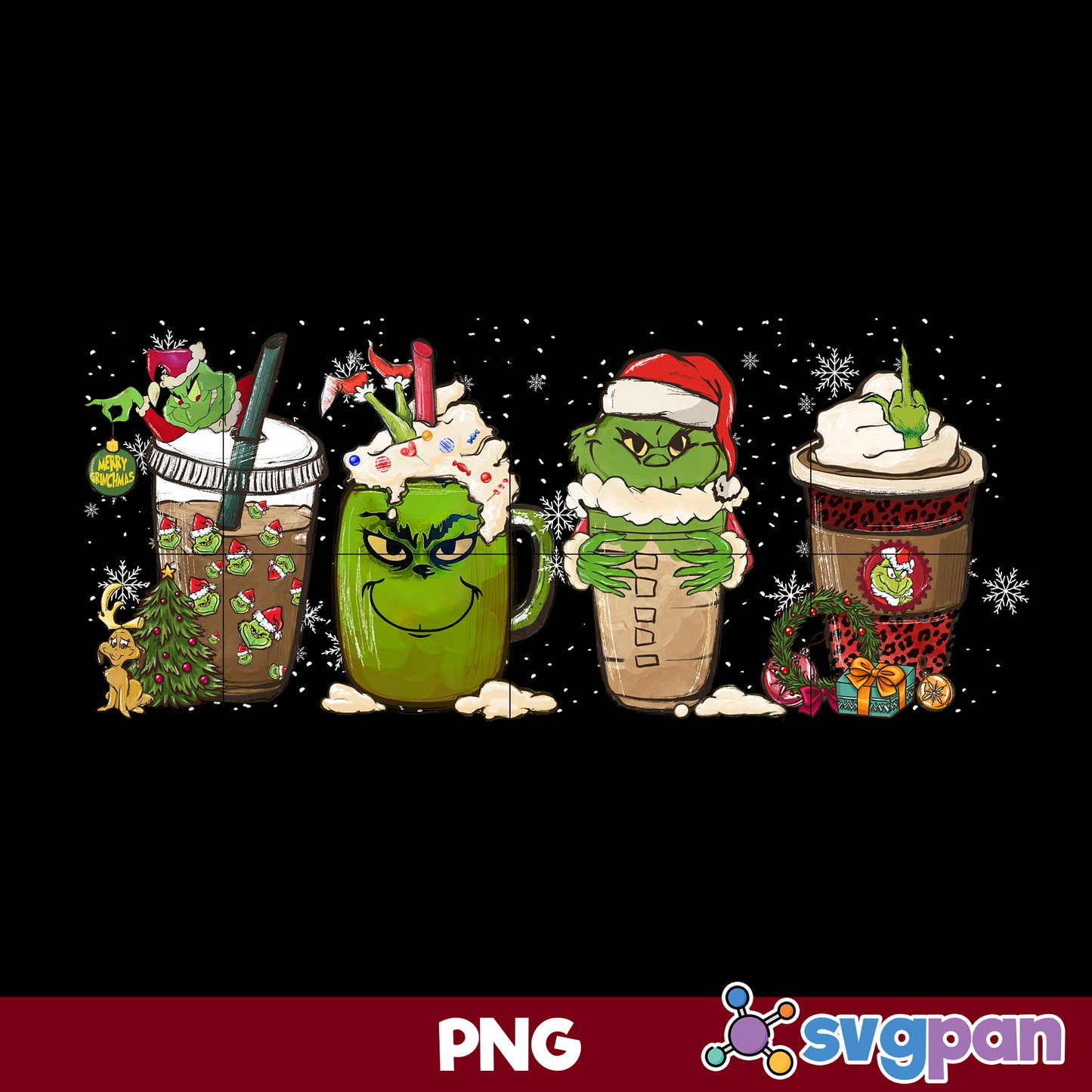 Grinch Ice Cream Christmas Coffee PNG, Christmas Coffee PNG File.