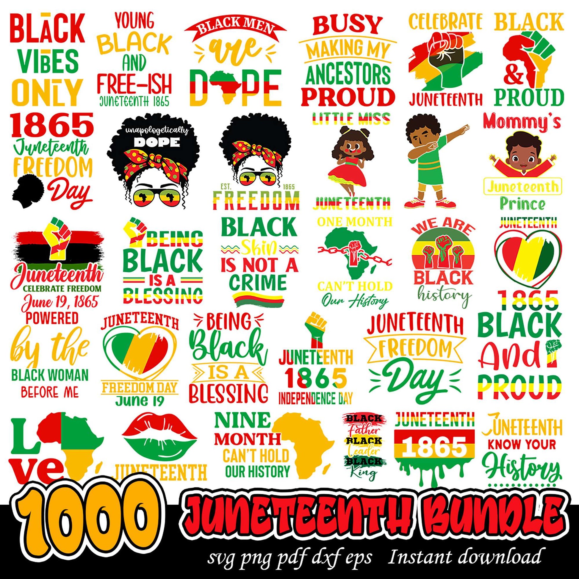 1000 Juneteenth SVG Bundle Celebrating Freedom and Pride