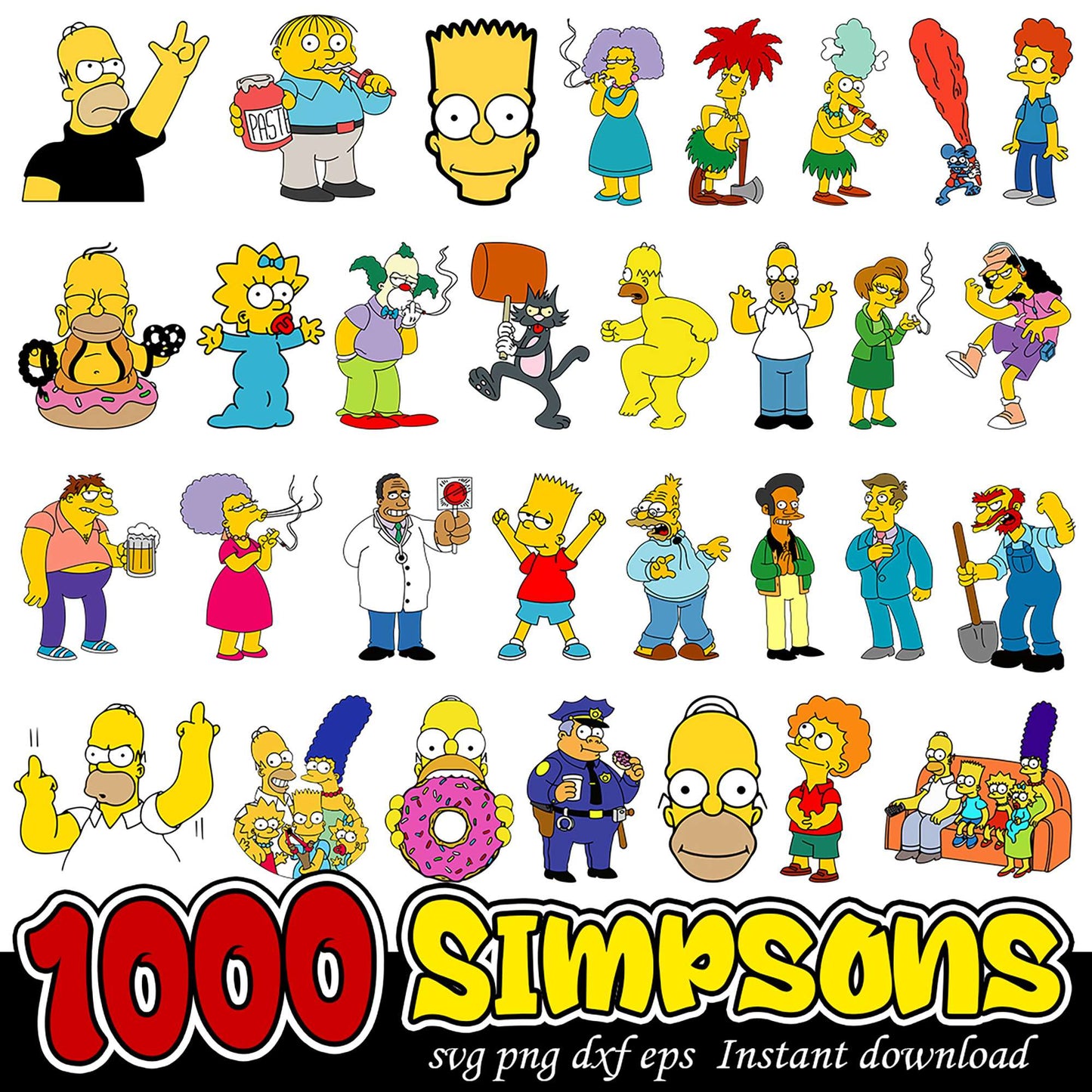 1000 Simpsons SVG Bundle Fun Characters for Instant Download