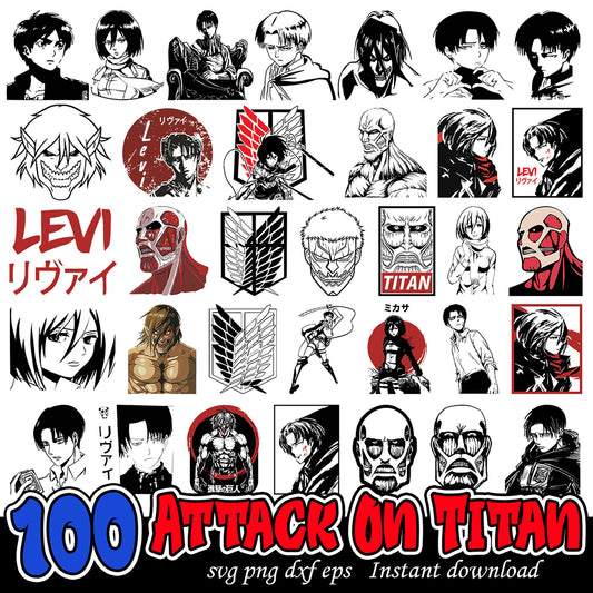 100 Attack on Titan SVG Bundle Instant Download Graphics