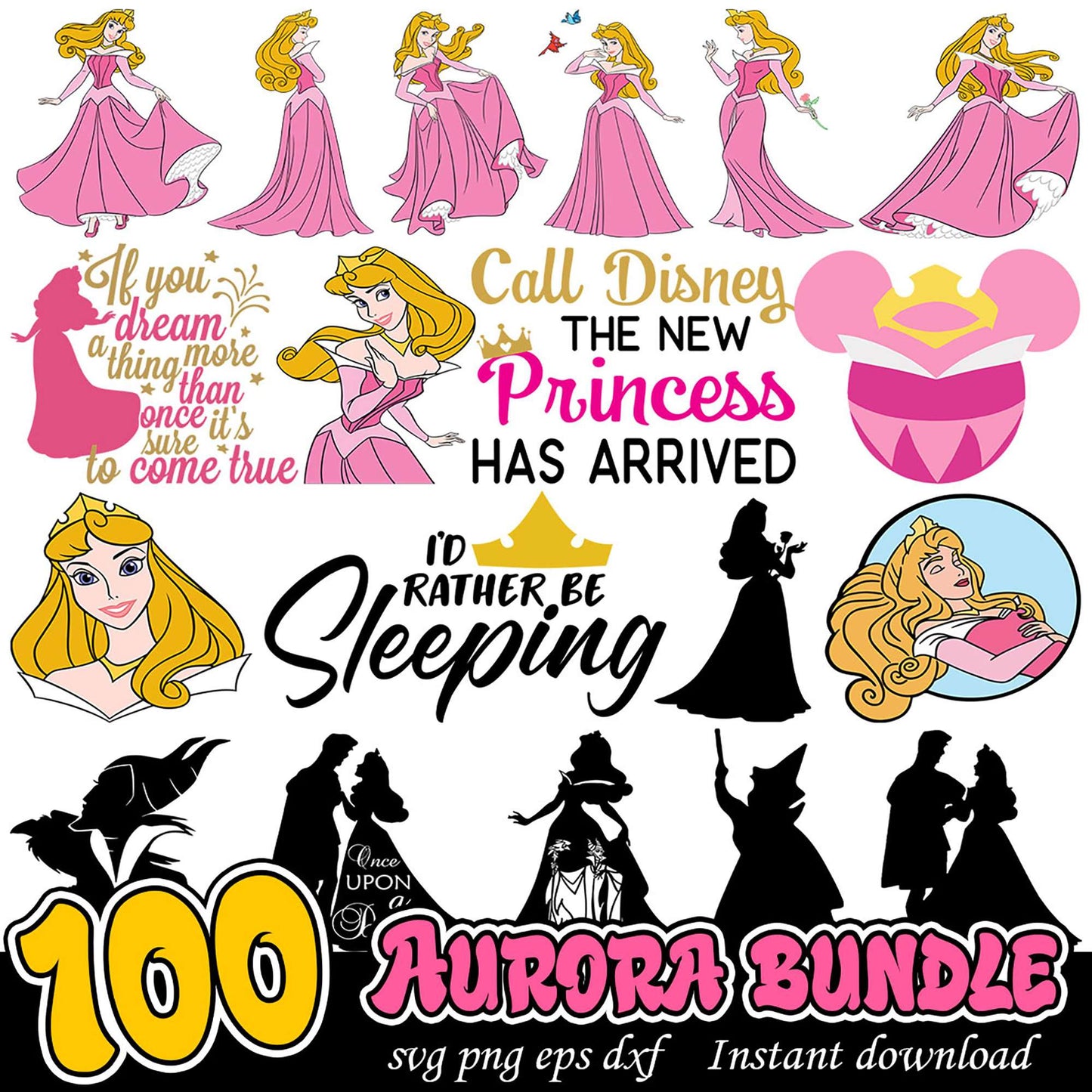 100 Aurora Princess SVG Bundle Instant Download