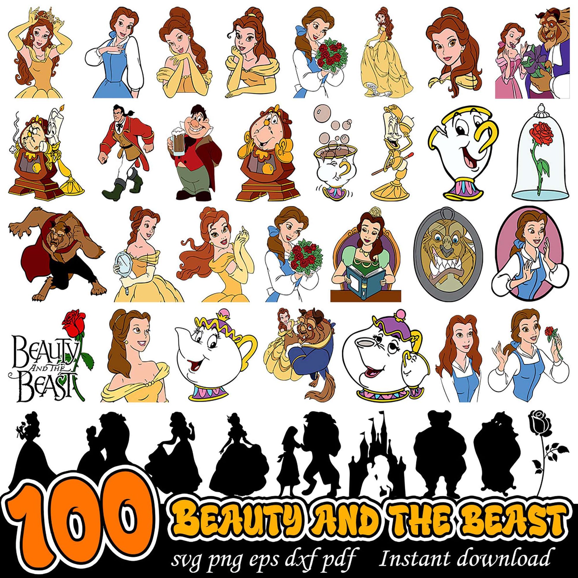 100 Beauty and the Beast SVG PNG Bundle