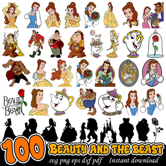 100 Beauty and the Beast SVG PNG Bundle