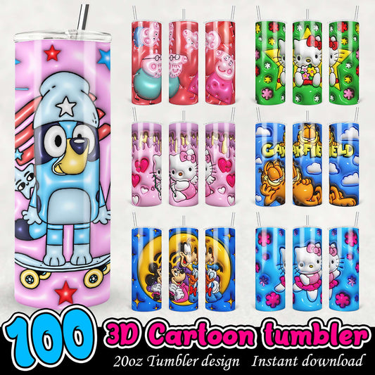 100 Cartoon Tumbler Designs PNG
