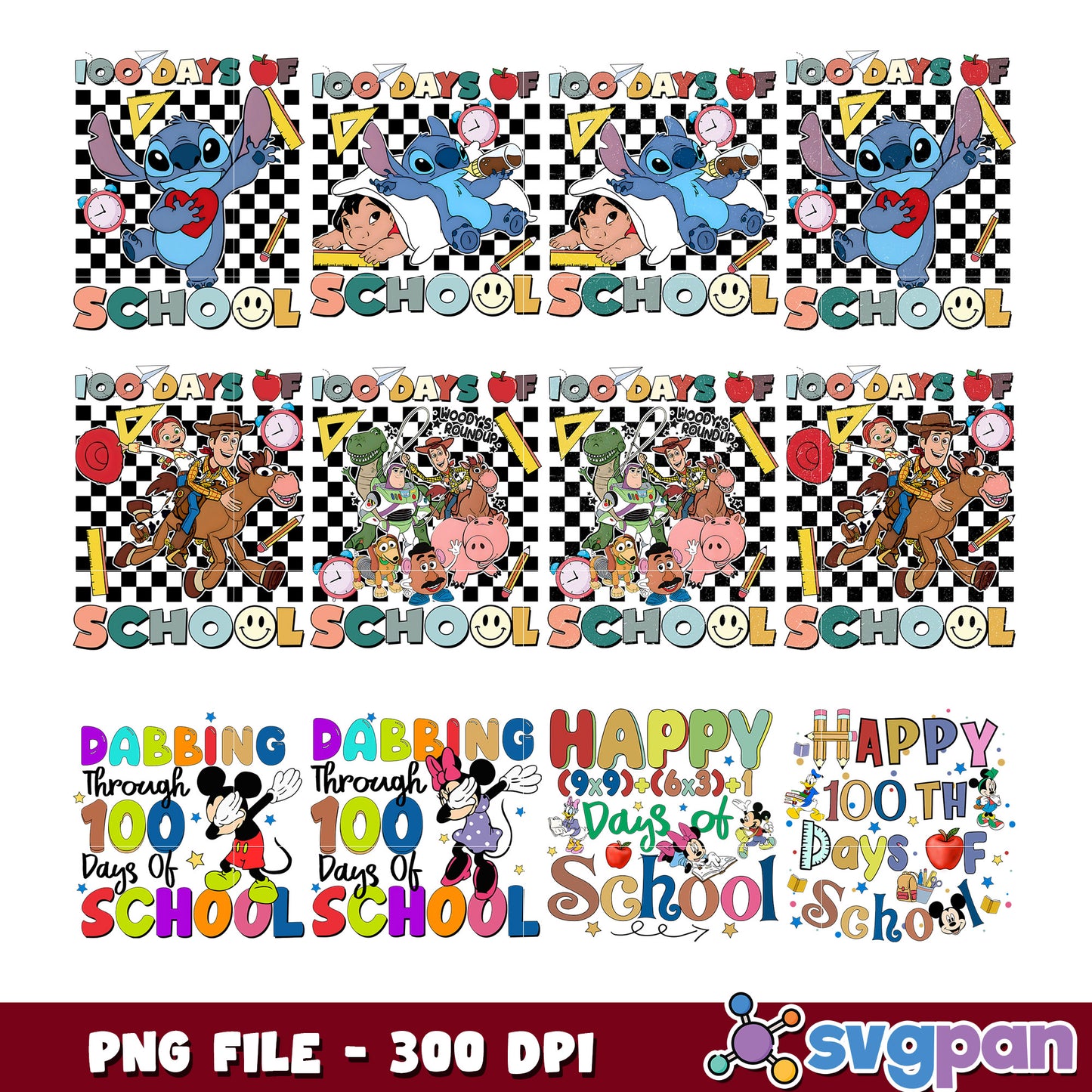 100 Days Of School Bundle PNG Disney