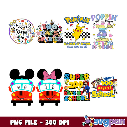100 Days School Bundle PNG Designs