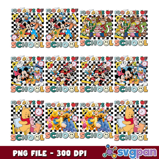 100 Days of School Disney Bundle PNG