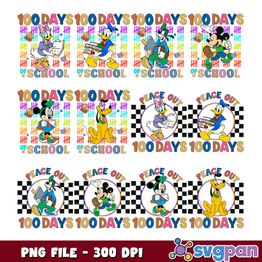 100 Days of School Disney Bundle PNG Files 300 DPI