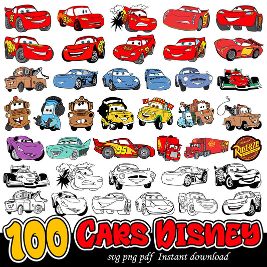 100 Disney Cars SVG Bundle for Creative Projects Download