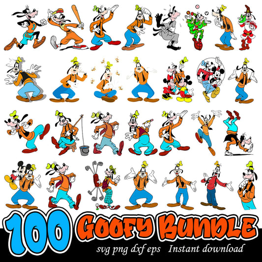 100 Goofy Bundle SVG PNG DXF EPS Instant Download Set