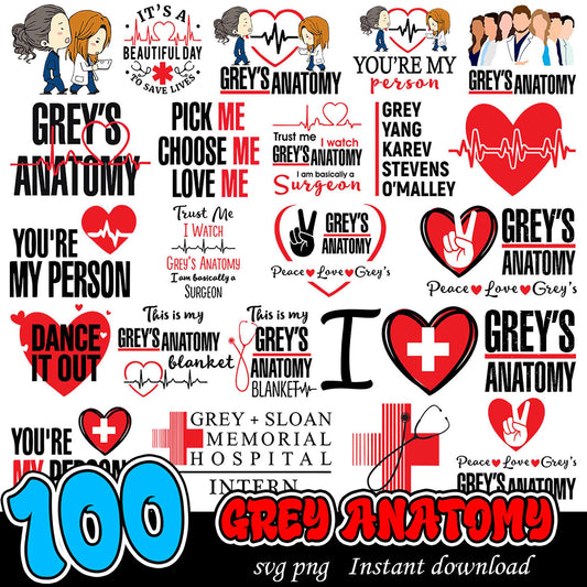 100 Grey Anatomy SVG PNG Bundle