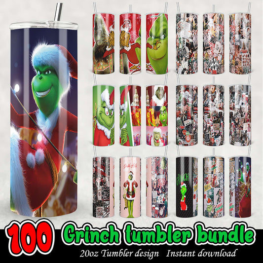 100 Grinch Tumbler Designs PNG Bundle