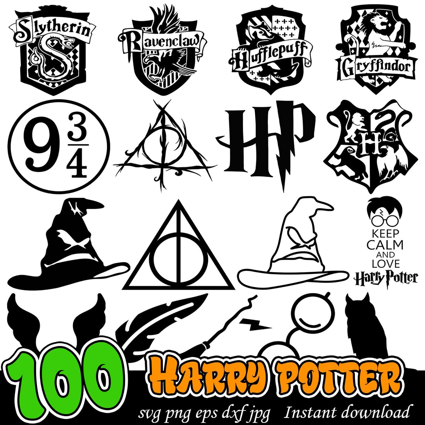 100 Harry Potter SVG Bundle Instant Download