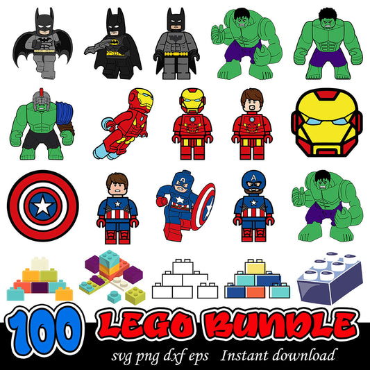 100 Lego Character Bundle SVG PNG DXF Instant Download