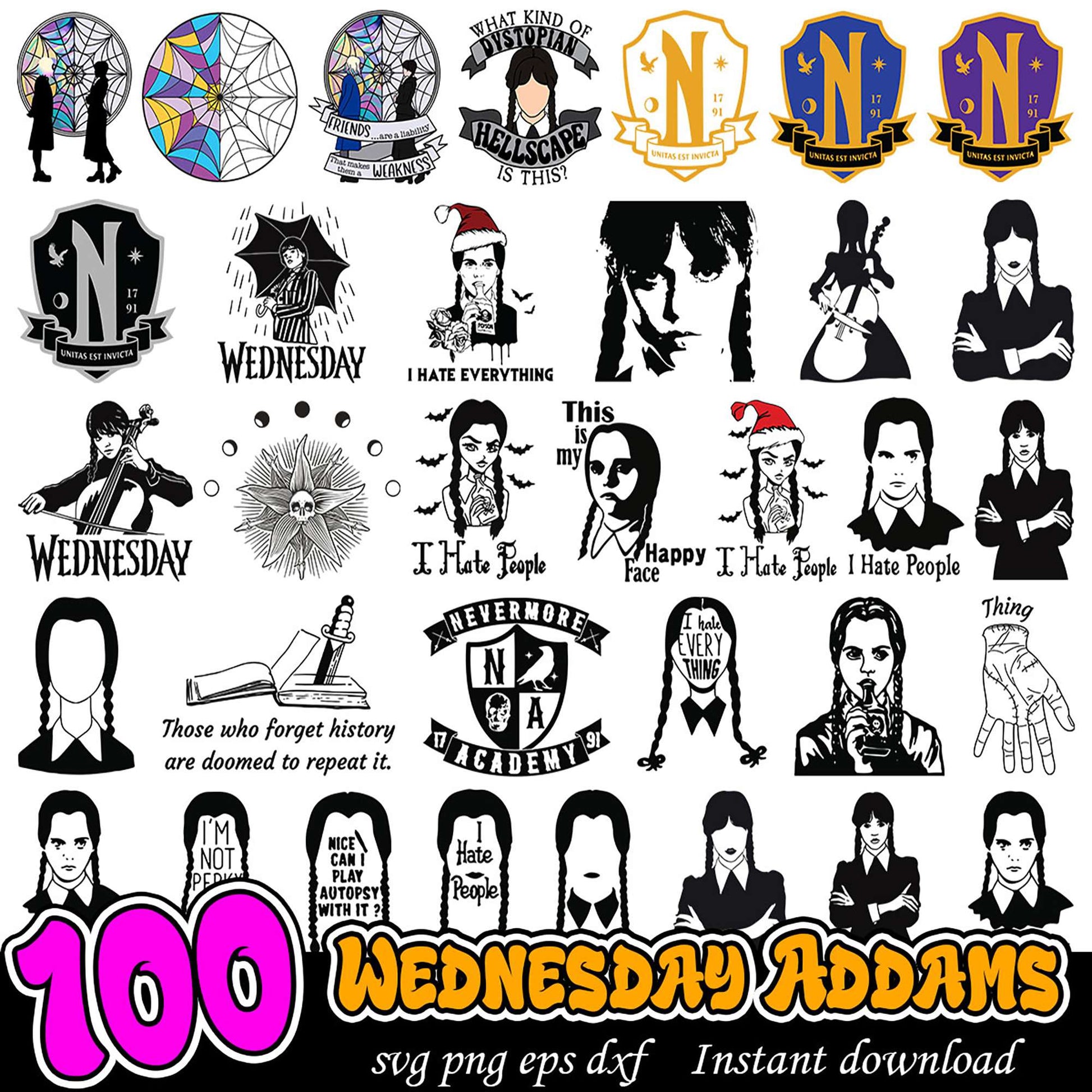 100 Wednesday Addams SVG Bundle