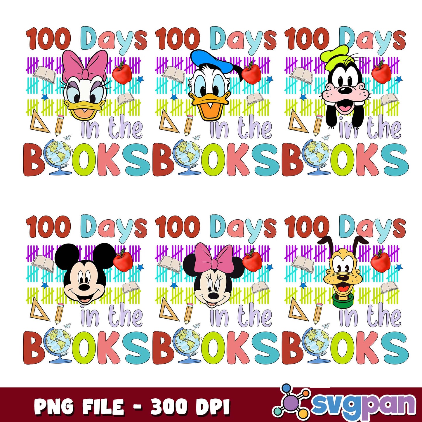 100 days in the books png bundle