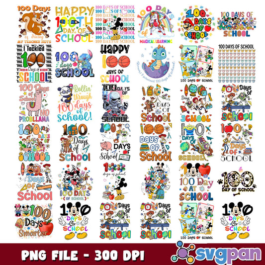 100 days magical learning png bundle