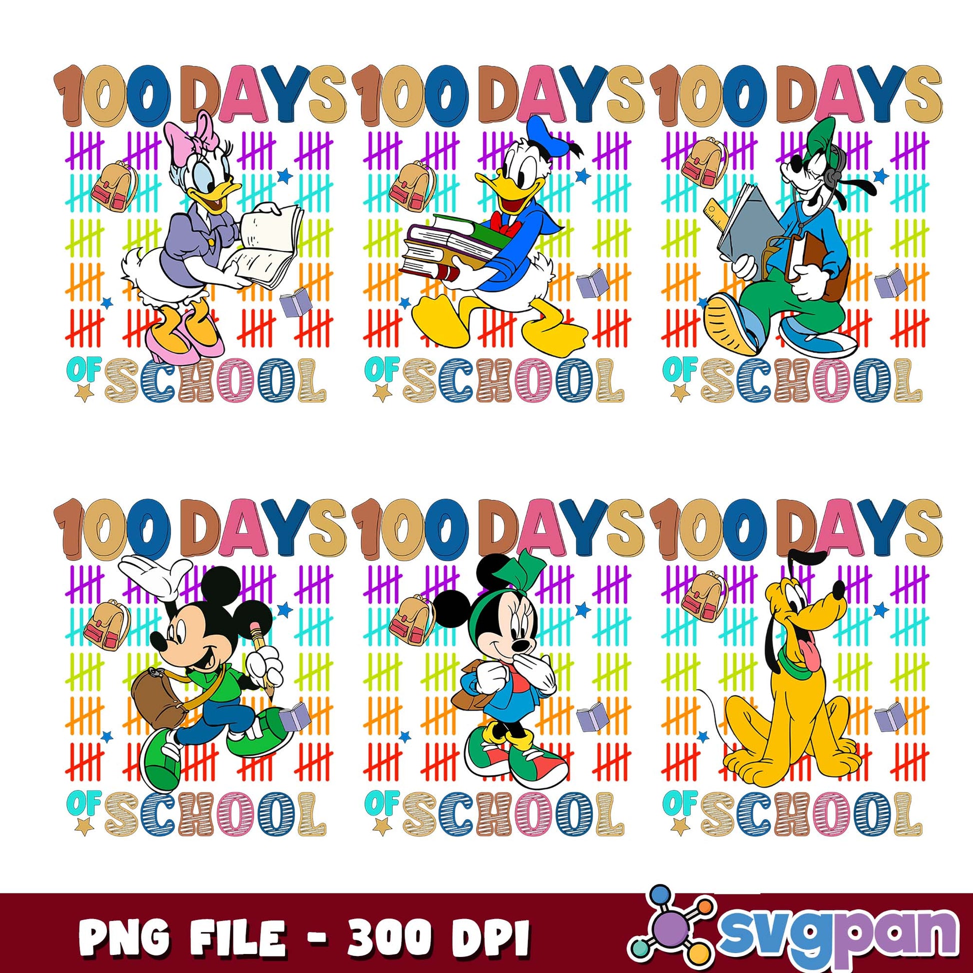 100 days of mickey school png bundle