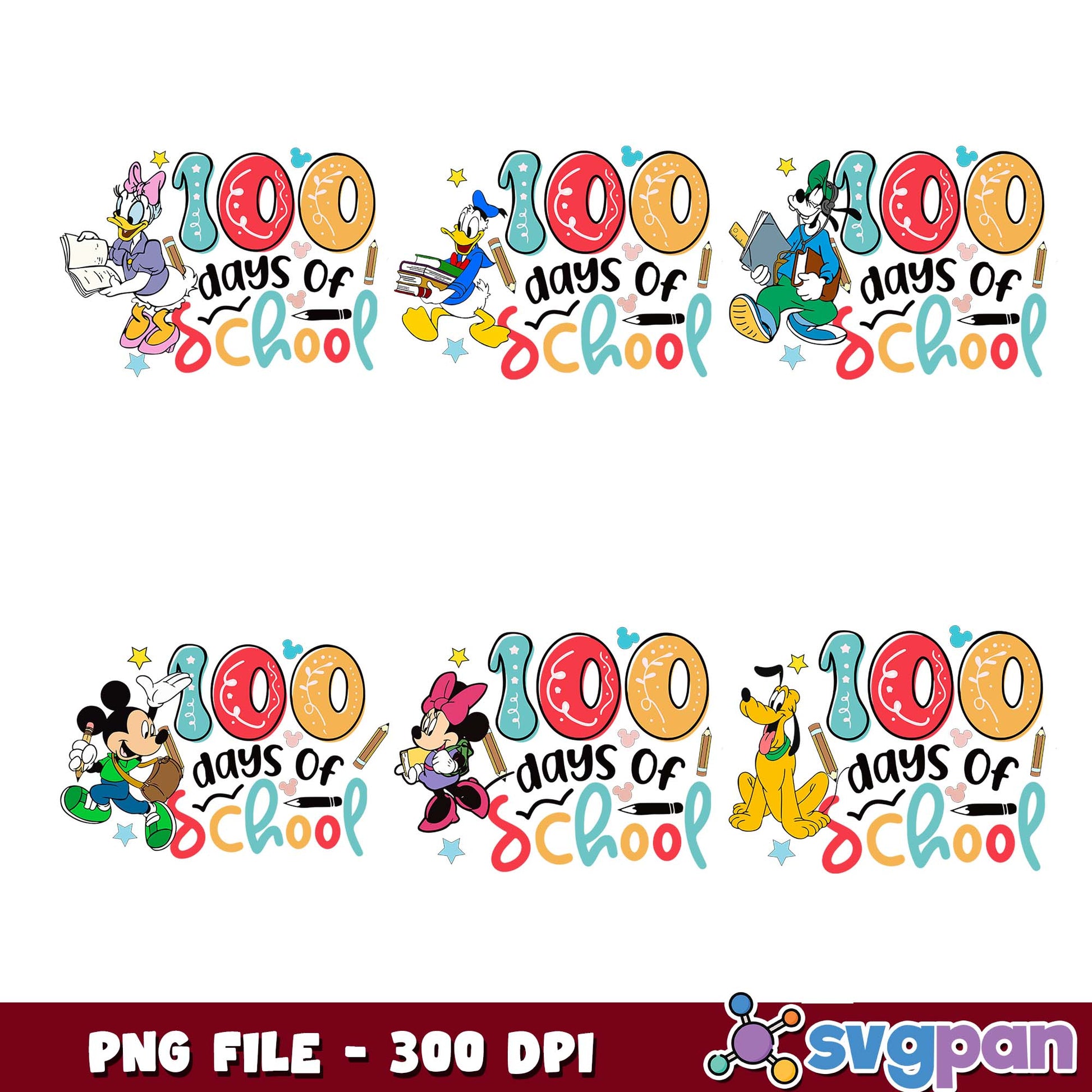 100 days of school mickey png bundle