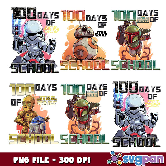 100 days of star wars school png bundle