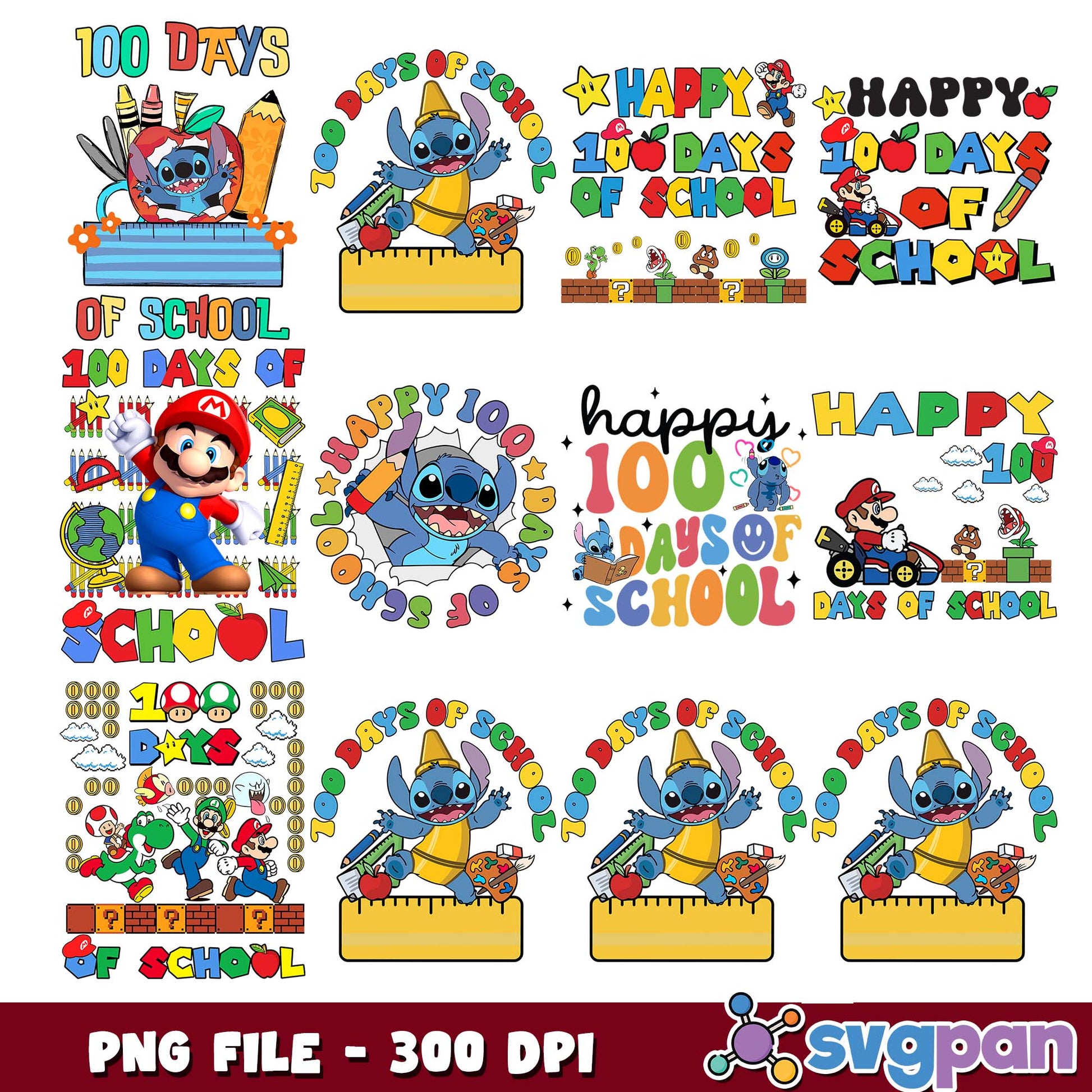 100 days of stitch png bundle