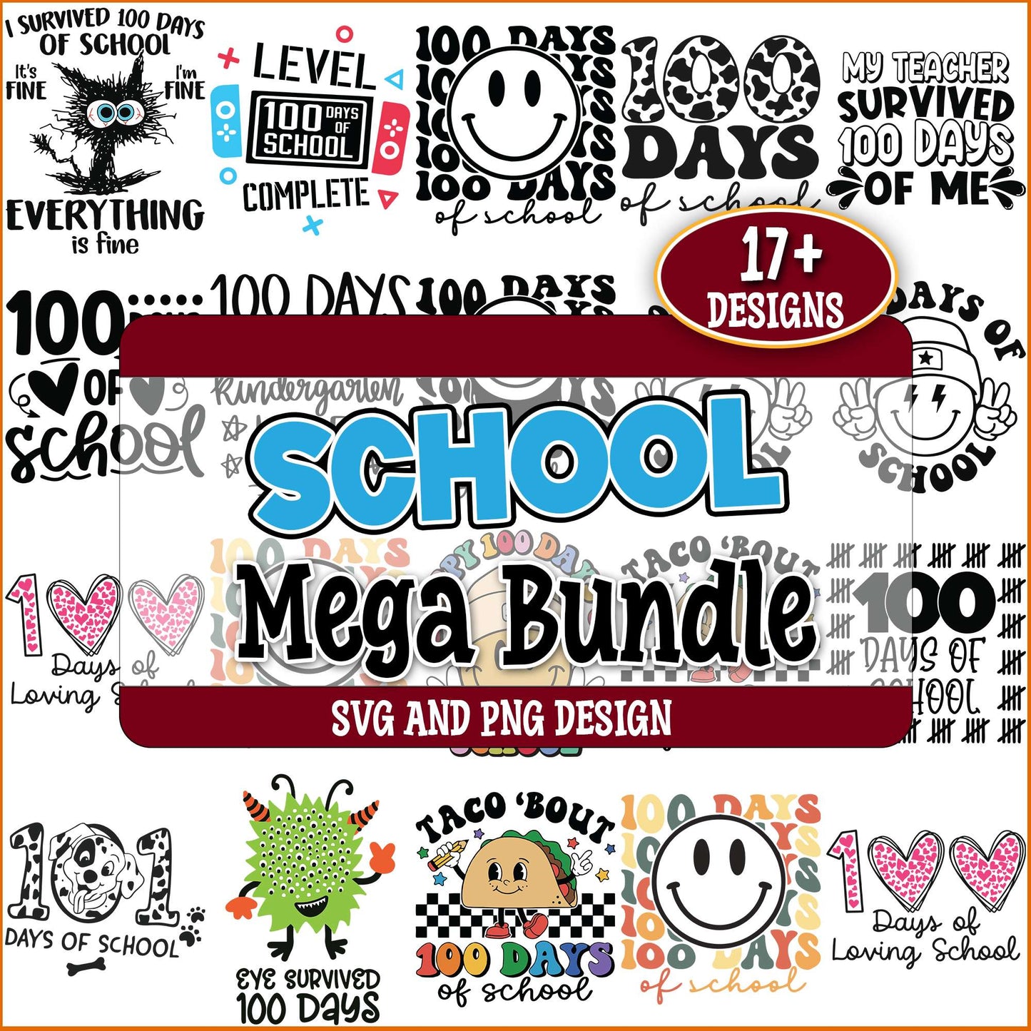 100 days school quotes svg bundle