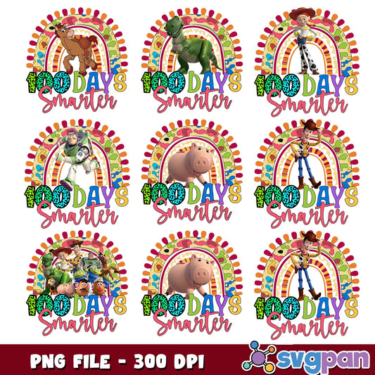 100 days smarter toy story png bundle