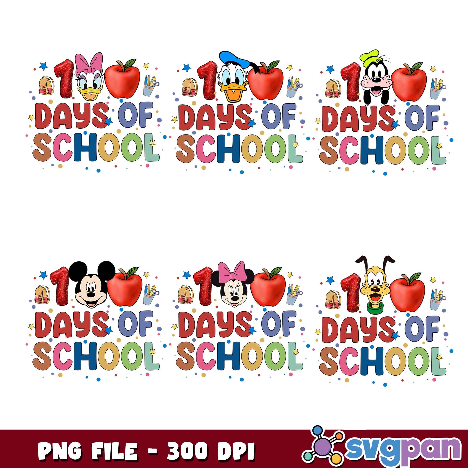100 mickey days of school design png bundle