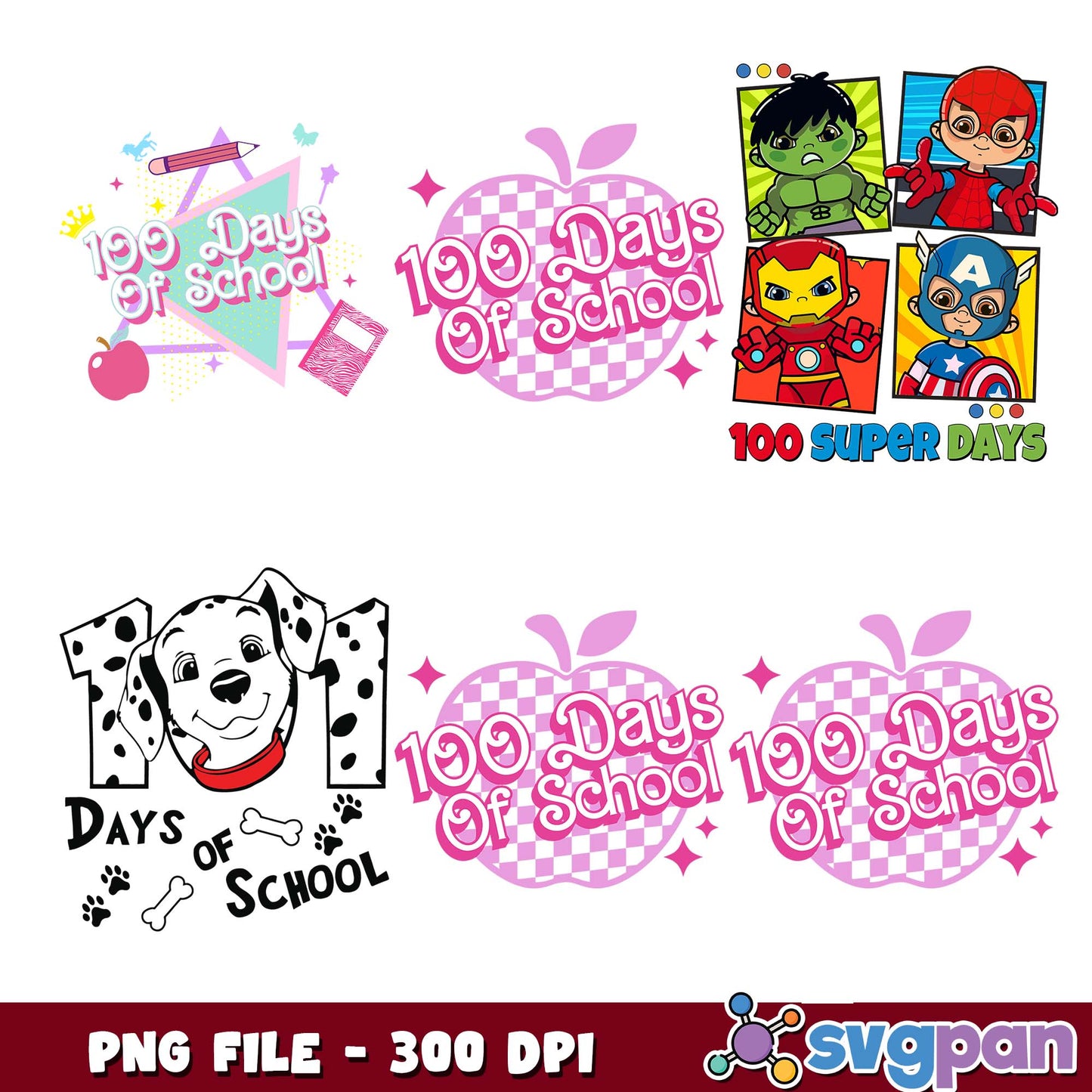 100 super days of school png bundle