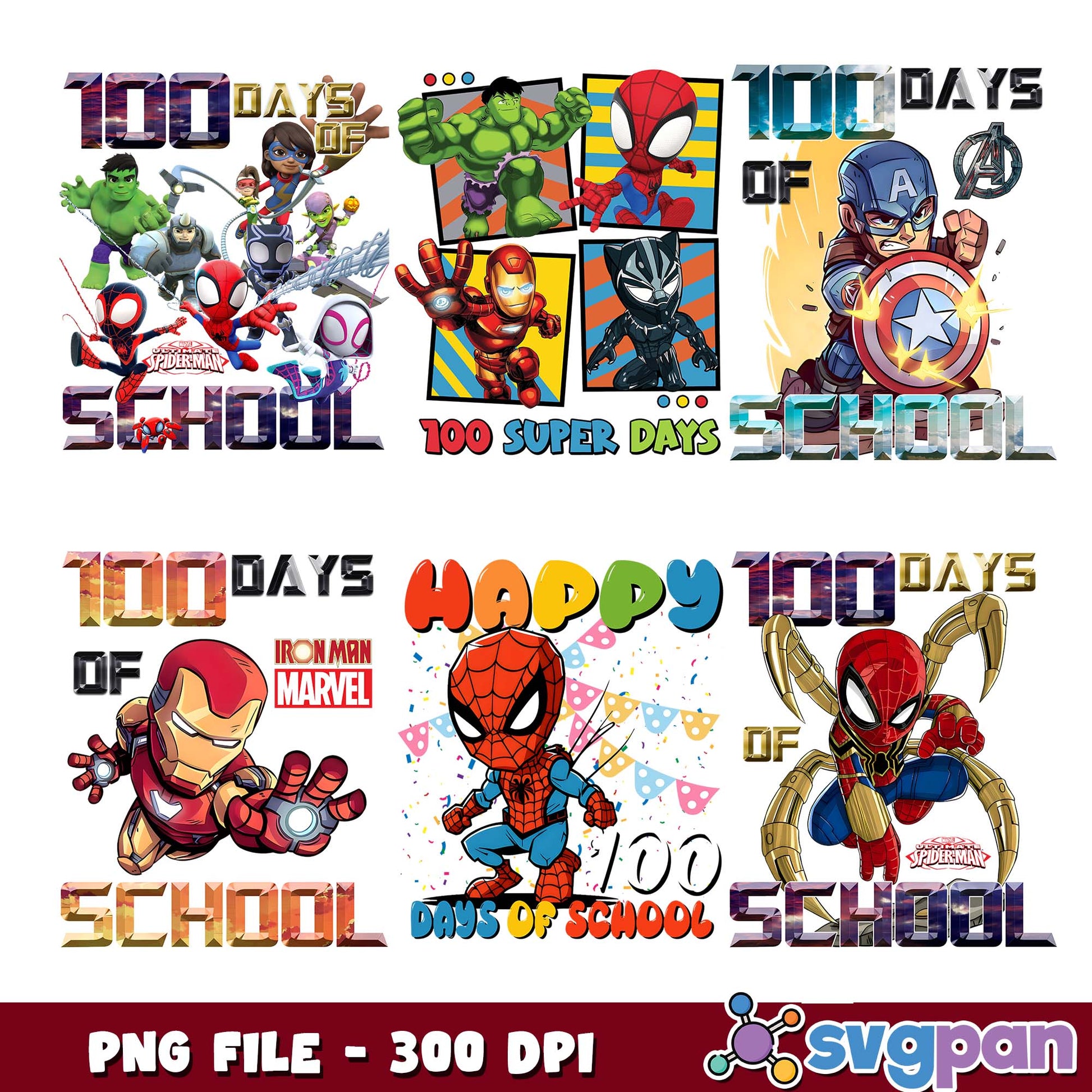 100 days of super school png bundle