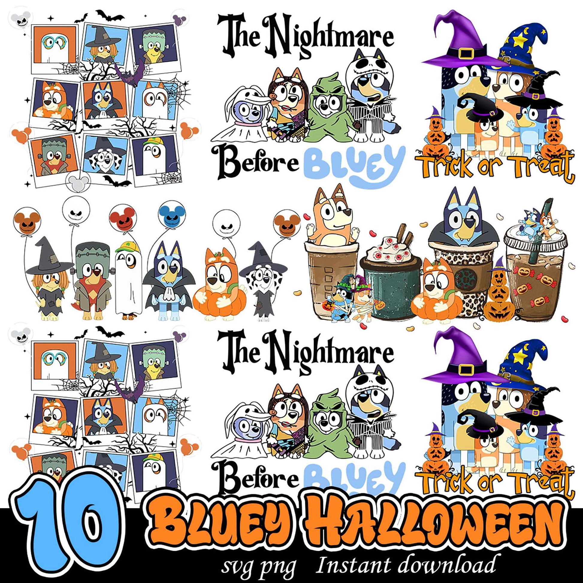 10 Bluey Halloween SVG PNG Designs