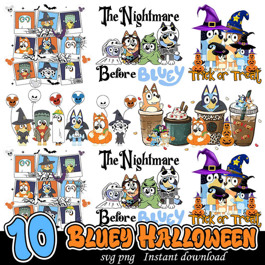 10 Bluey Halloween SVG PNG Designs
