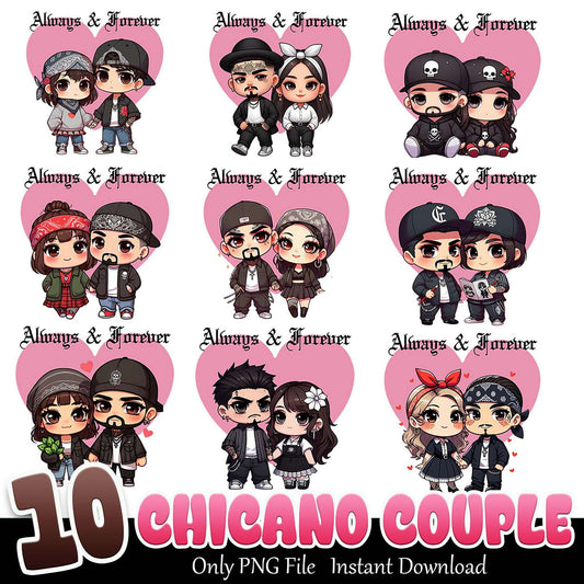 10 Chicano Couple PNG SVG Bundle