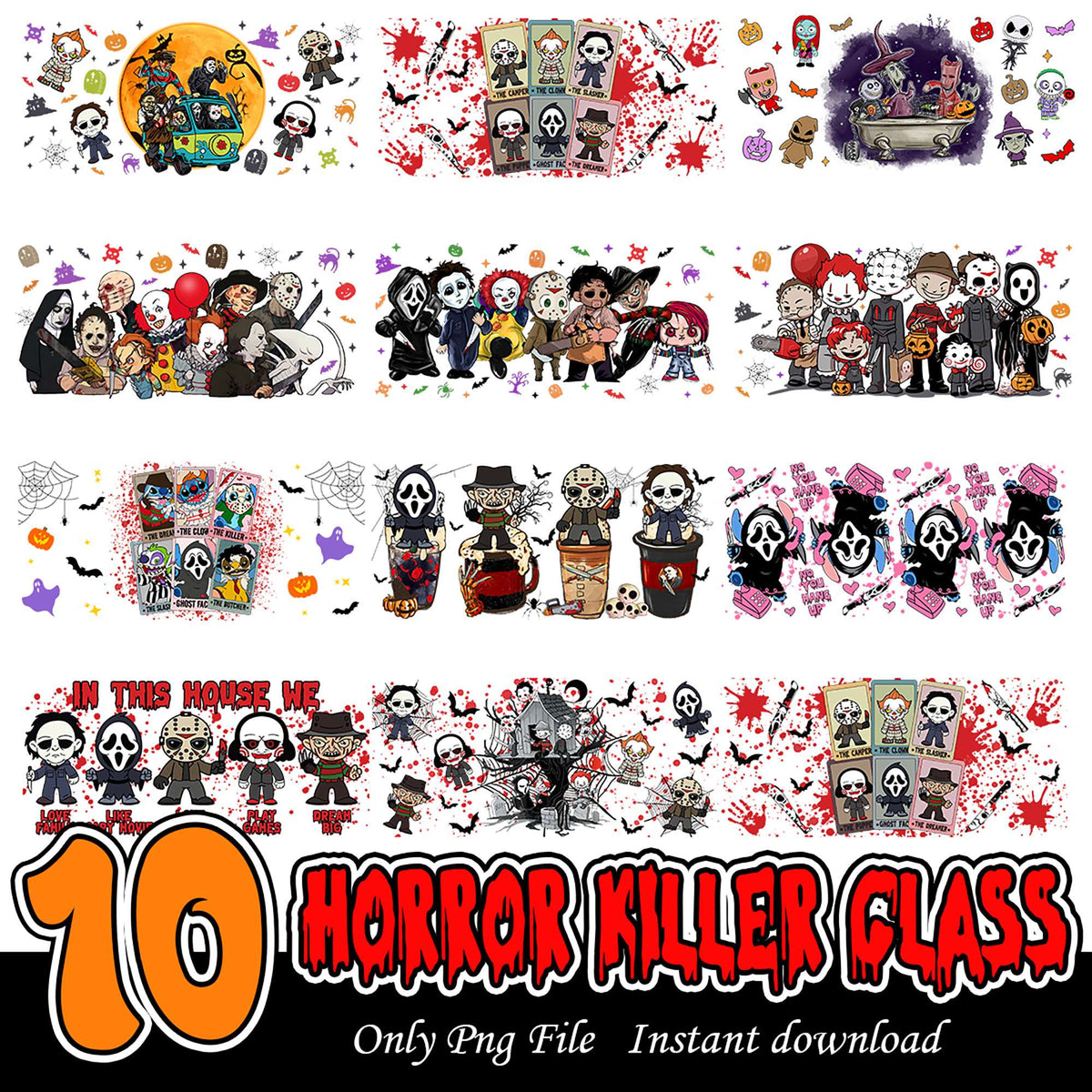 10 Horror Killer Class PNG Bundle for Instant Download – svgpan