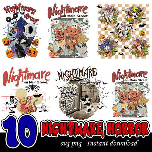 10 Nightmare on Main Street Horror SVG PNG Bundle Download