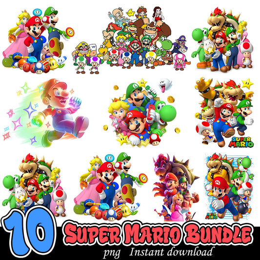 10 Super Mario PNG Bundle Instant Download