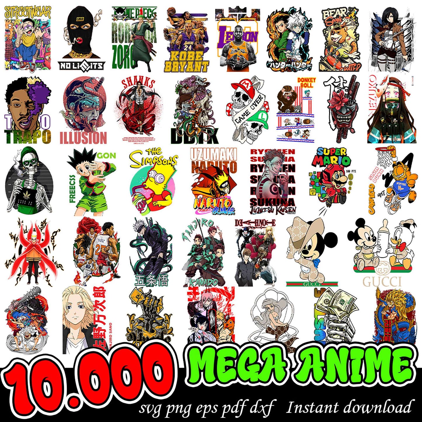 10 Thousand Mega Anime Bundle PNG Instant Download Offer
