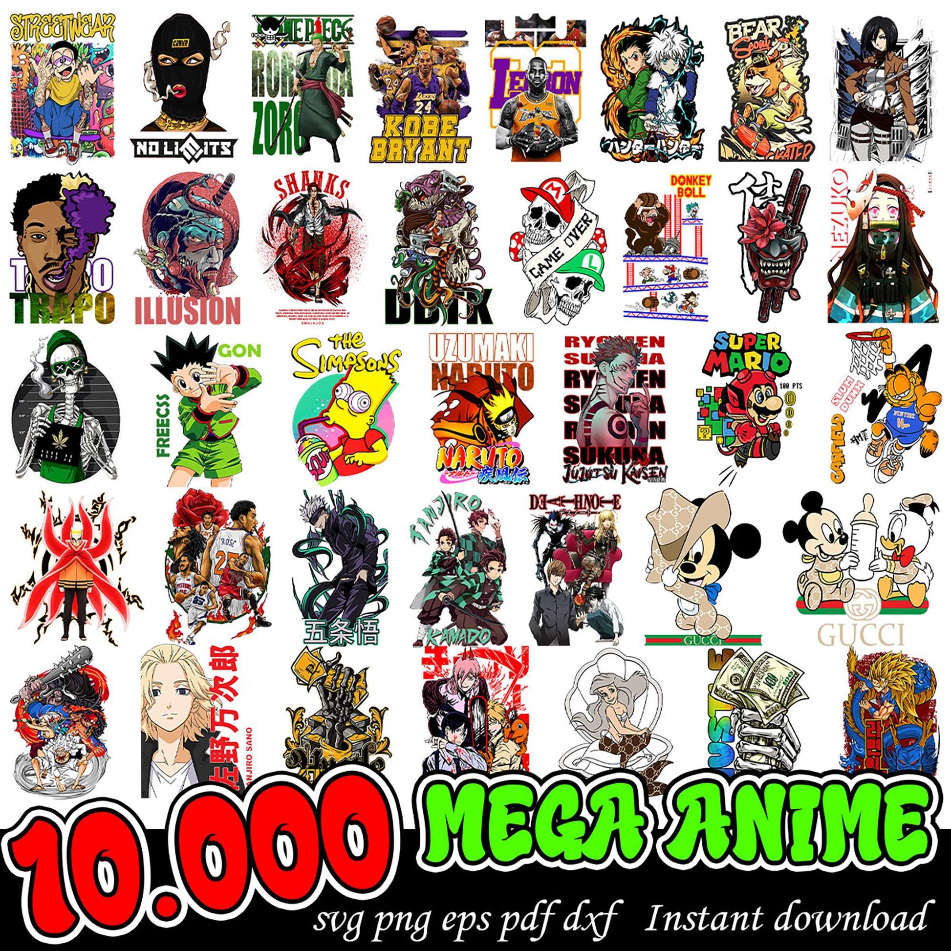 10 Thousand Mega Anime Bundle PNG Instant Download Offer