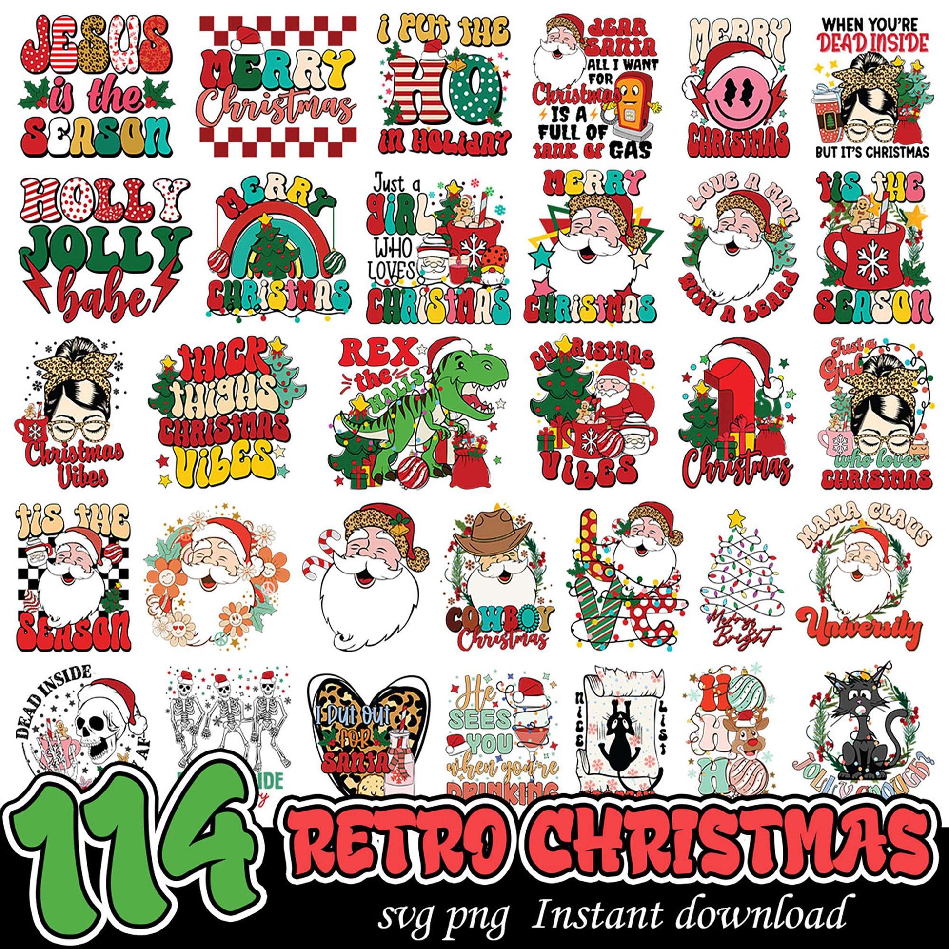 114 Retro Christmas SVG PNG Designs