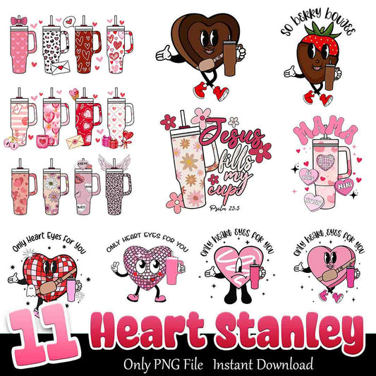 11 Heart Stanley Tumblers PNG Designs