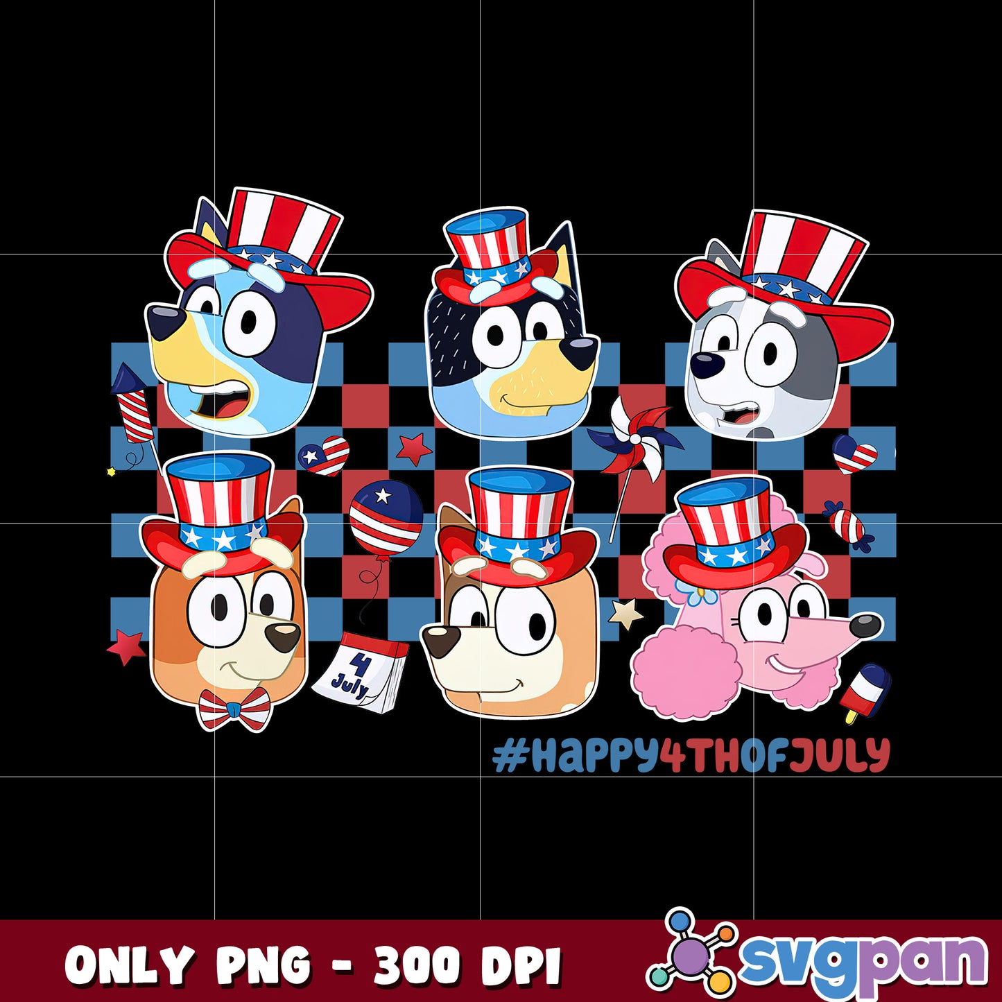 4th Of July Bluey png, Happy 4th Of July png